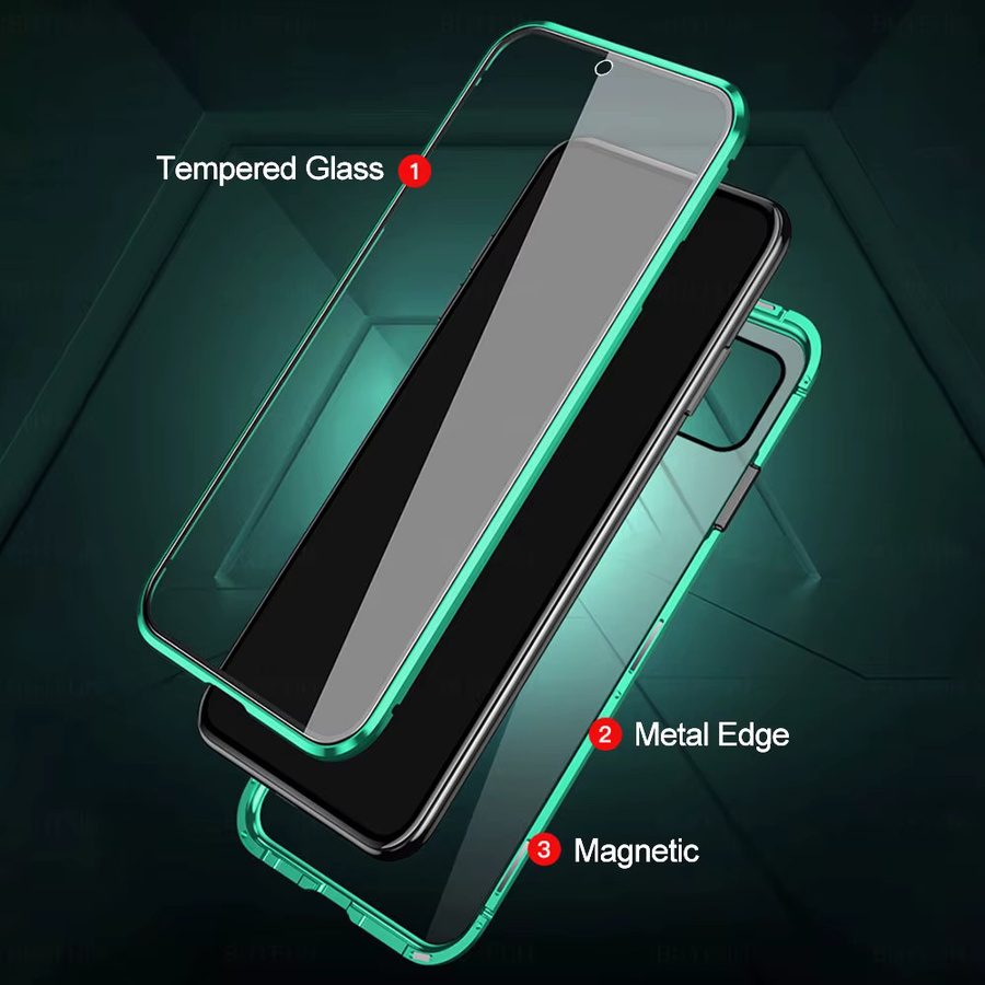 Magnetische Klapphülle mit doppelseitig gehärtetem Glas für Samsung Galaxy S26 S25 Ultra A17 A37 A57 A16 A36 A56 in Blau oder Grün - Bild 2