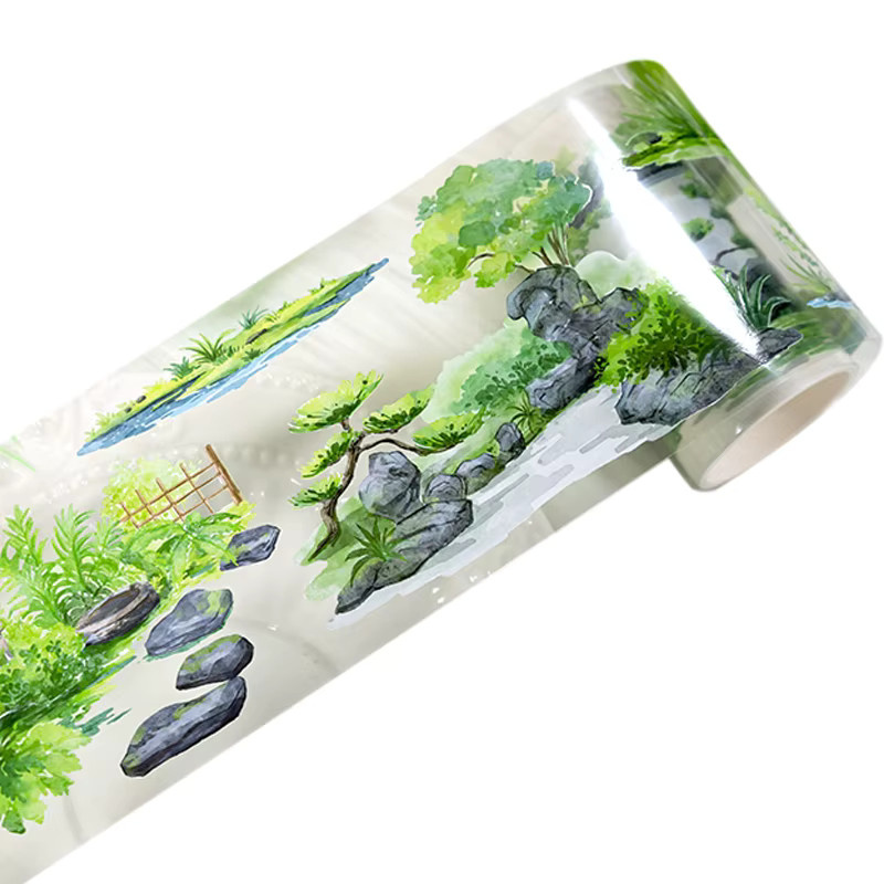 Dekoratives grünes Garten-Washi-Klebeband aus PET mit Pflanzenmotiv für Scrapbooking und Tagebuch, Breite: 7 cm, Länge: 2 m - Bild 2