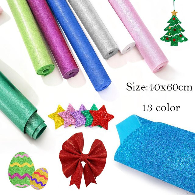 Glitzer-Schaumstoffpapier für Bastelaktivitäten und DIY-Projekte, Mehrfarbig, Breite: 60 cm, Höhe: 40 cm - Bild 1