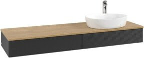 V&B Waschtischunterschrank Antao mit Frontstruktur in Eiche Honig und brauner Lackierung, Breite: 160 cm, Tiefe: 50 cm - Bild 1