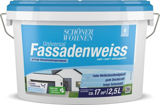 Schöner Wohnen Universal Fassadenweiss Weiß Matt Dispersion 25 l - Bild 1