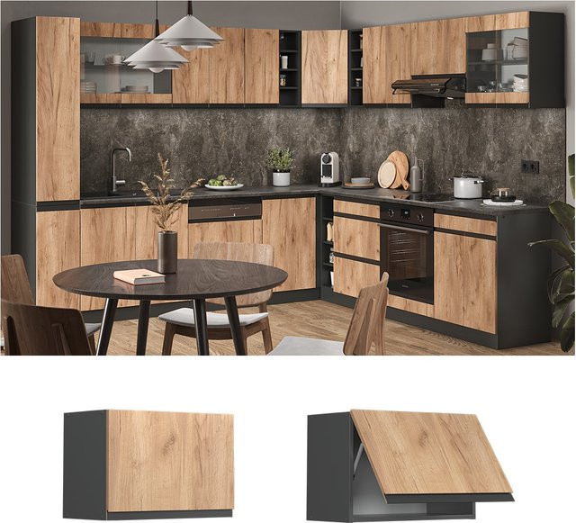 Vicco Hängeschrank R-Line Küchenschrank modern in Anthrazit und Eiche, B: 60 cm, H: 40 cm, T: 31 cm - Bild 1