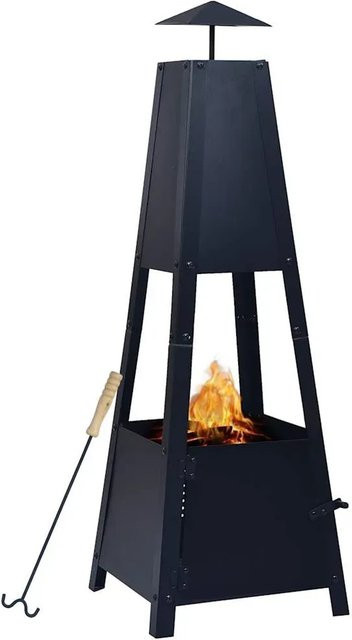 vidaXL Feuerstelle aus Stahl in Schwarz, H x B x T: 99 x 35 x 35 cm - Bild 1