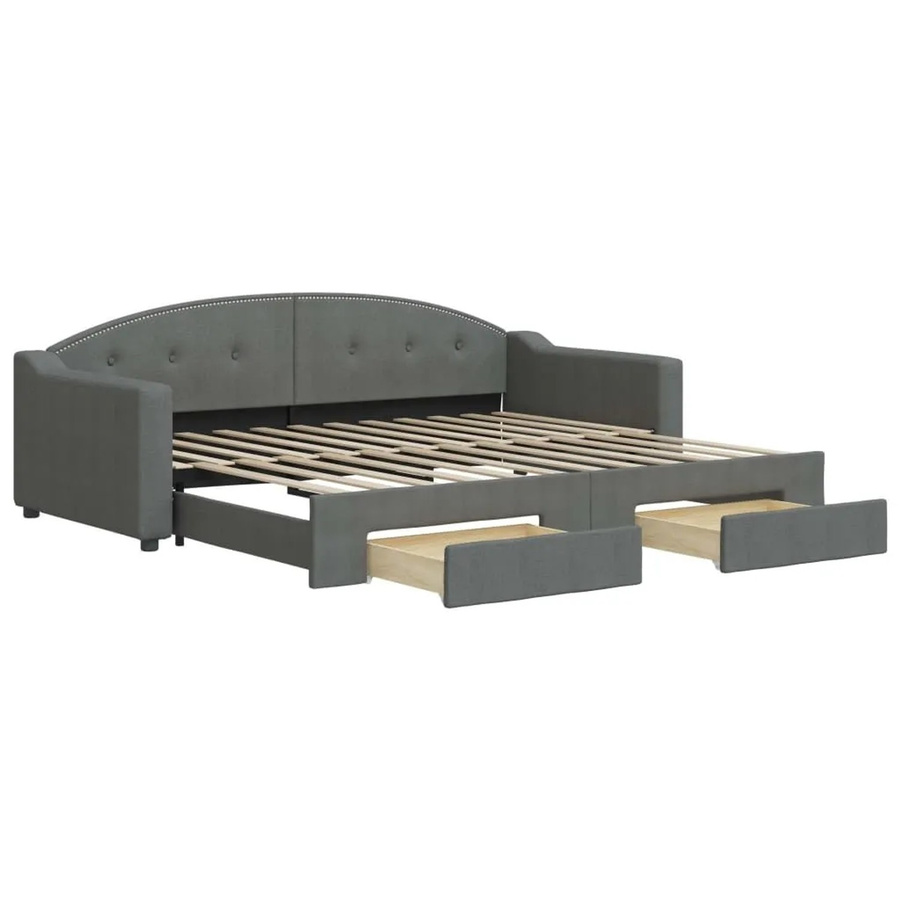 vidaXL Tagesbett Ausziehbar mit Schubladen in Dunkelgrau, B/T/H: 90 x 200 x 75 cm - Bild 2