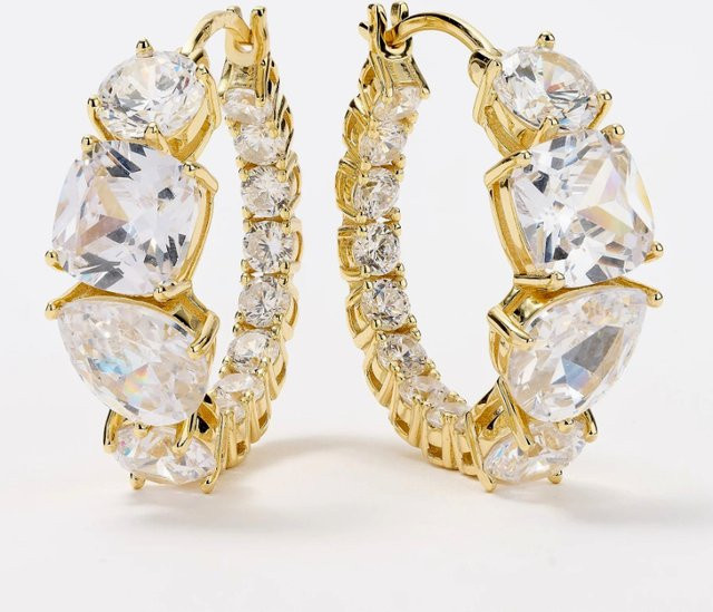 Creolen Gold, Zirkonia, Damen - Bild 1