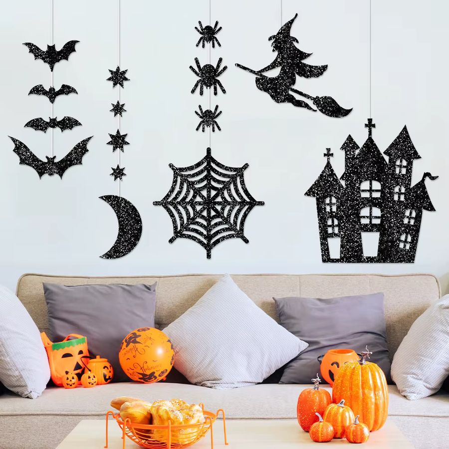 Meidding Halloween-Papieranhänger mit schwarzer Hexe und Spinne zur Dekoration - Bild 3