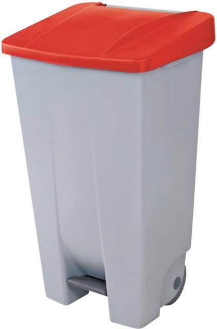 Sunware Basic Tret-Abfalleimer mit Pedal und Rädern, Rot, 120 l, Soft-Close Klappdeckel - Bild 1