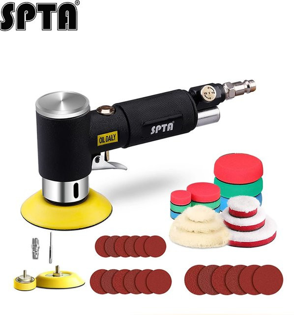 SPTA Pneumatischer Exzenterschleifer High Speed Air Powered Schleif Polierer in Schwarz für Auto Polieren mit 1 Zoll 2 Zoll oder 3 Zoll Varianten - Bild 1
