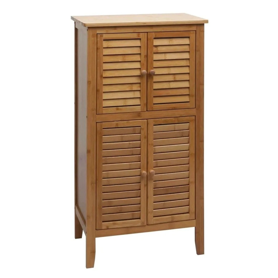 Badezimmerschrank MCW-B18 aus Bambus mit 4 Türen, Braun, B/T/H: 100 x 50 x 30 cm - Bild 2