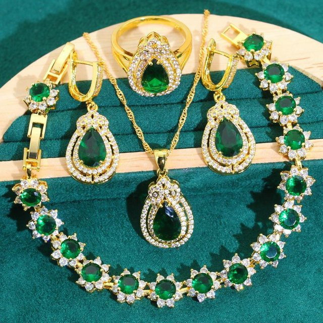 YIRAN Jewelry Schmuckset, Kupfer, Gold, Zirkonia, Unisex - Bild 1