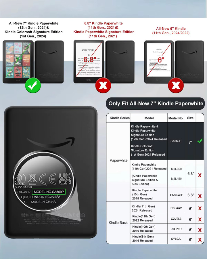 Schutzhülle für Kindle Paperwhite 7 Zoll 12. Generation 2024 und Kindle Colorsoft Signature Edition 2024 mit TPU-Rückseite und Auto Wake/Sleep Funktion in Pink - Bild 3