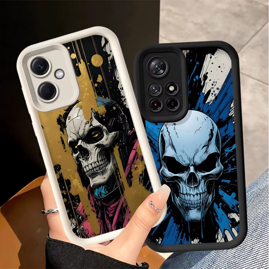 Handyhülle mit gotischem Totenkopf Design für Xiaomi Redmi Note 14 Pro Plus, 13C, 12, 11s und weitere Modelle, Multicolor - Bild 1