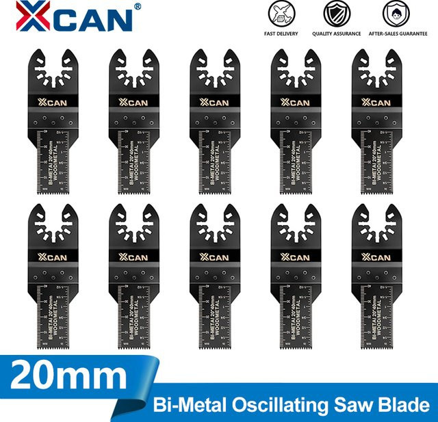 XCAN Bimetall Multitool Sägeblätter mit gebogener Kante zum Schneiden von Holz, Metall und Kunststoff, Breite: 20 mm - Bild 1