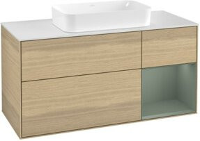 V&B Waschtischunterschrank Finion mit Wandbeleuchtung in Eiche Lack, Breite: 120 cm - Bild 1