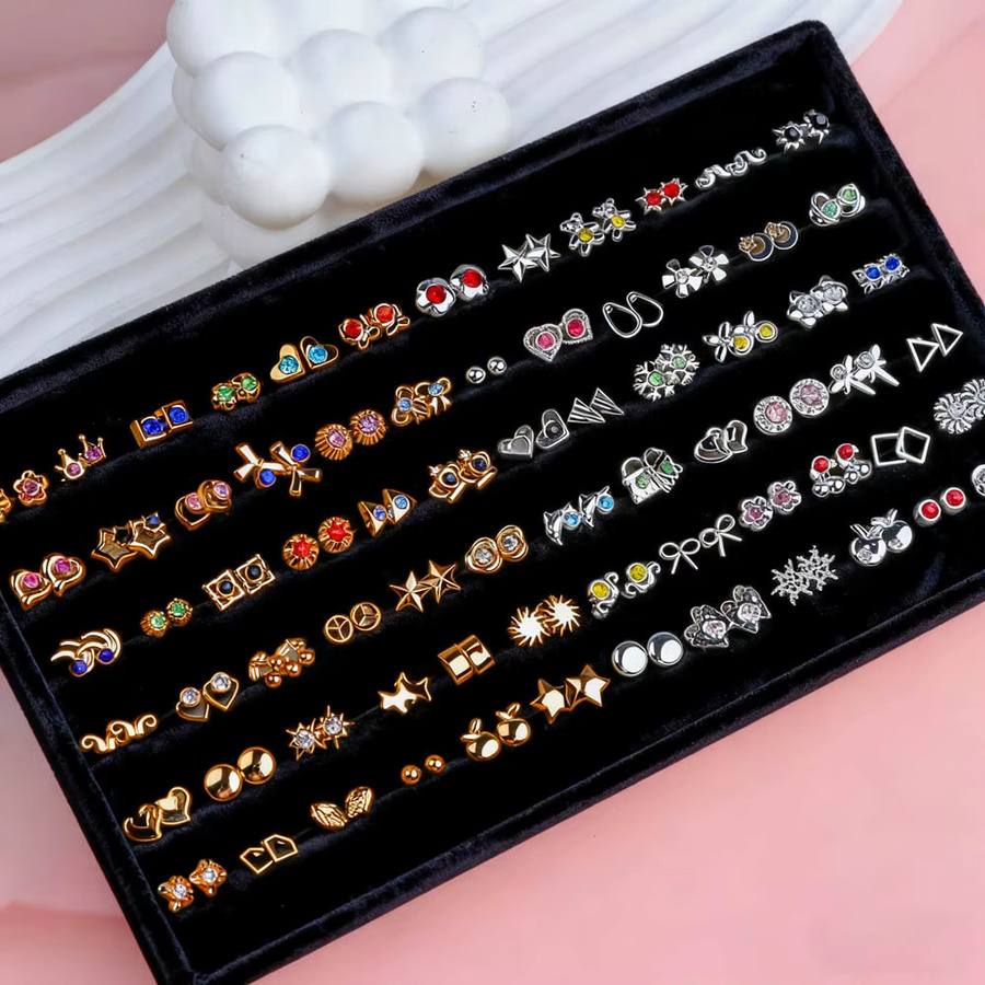 Ohrringe Strass, Geometrische Blumen Herz Stern, Damen - Bild 2