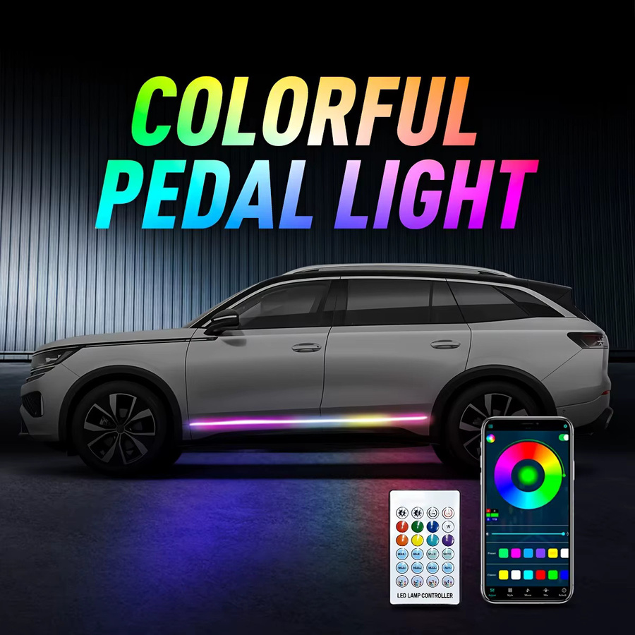 RGB Neon LED Auto Umgebungsbeleuchtung mit App- und Fernbedienung Steuerung, Flexible USB LED Streifen für Türschwellen und Innenraum, Multicolour - Bild 2