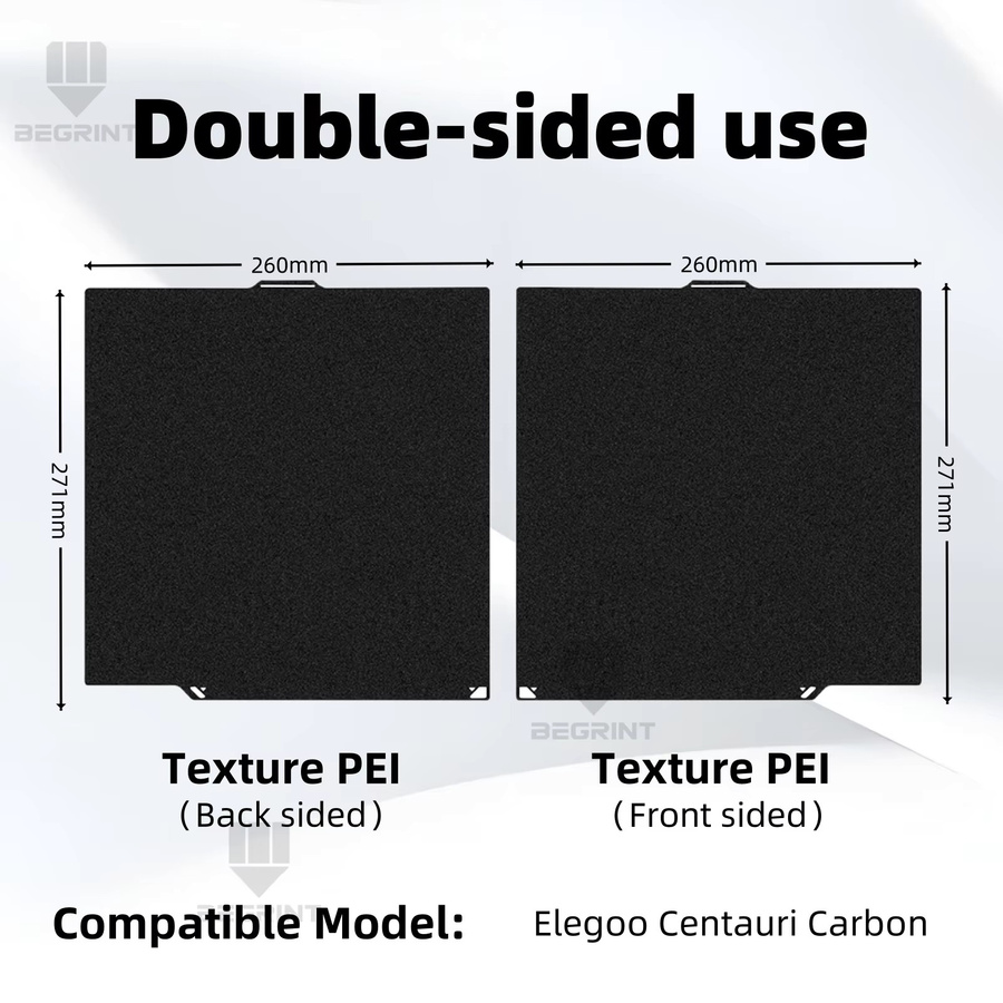 ELEGOO Centauri Carbon doppelseitiges PEI Federstahlblech Heat Bed Bauplatte in Schwarz, B: 260 mm, T: 271 mm - Bild 4