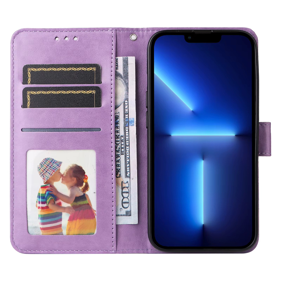 Magnetische Leder-Brieftaschenhülle für Samsung Galaxy S26 Plus Edge Ultra mit Standfunktion und geprägtem Blumen- und Schmetterlingsmuster - Bild 2