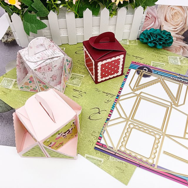 Alinacutle Geschenkbox mit Griff aus Metall in Gold für DIY Papierhandwerk und Geschenkverpackungen - Bild 1