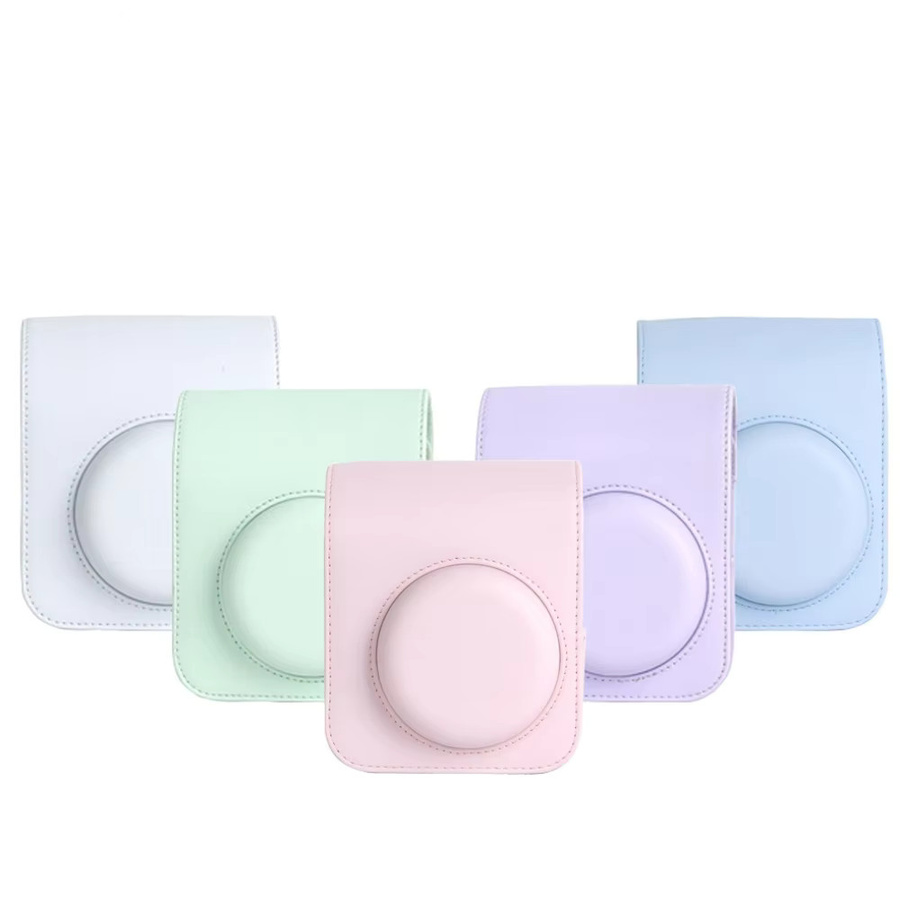 Fujifilm Instax Mini 12 Schutzhülle aus PU-Leder in Pink Multicolour mit Retro-Ölfarbe als Umhängetasche - Bild 2