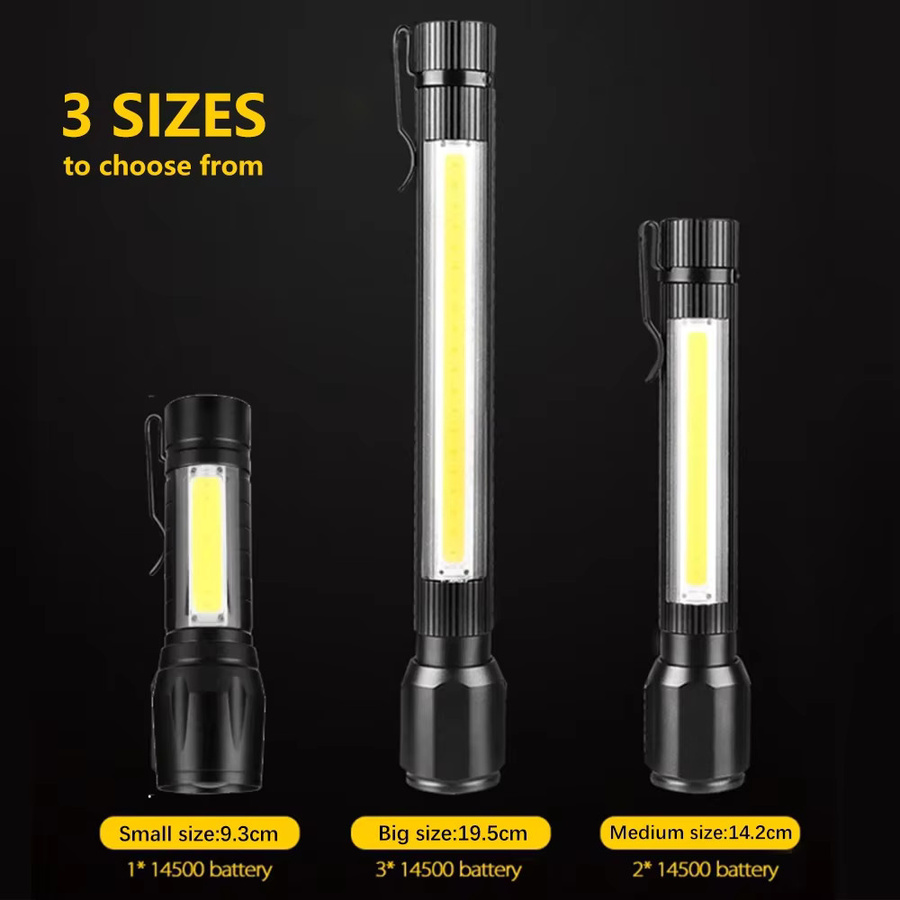 Heinast Hochleistungs-LED-Taschenlampe aus Aluminiumlegierung in Schwarz mit Seitenlicht und USB-Ladefunktion für Outdoor, Camping und Wandern - Bild 2