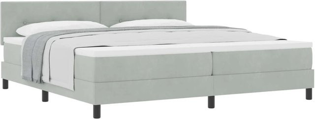 vidaXL Boxspringbett mit Matratze in Hellgrau aus Samt, B/T/H: 203 x 203 x 280 cm - Bild 1