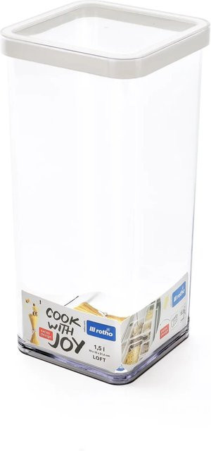 Rotho Dose Loft Premium Quadratisch Weiß-Transparent 1,5 l - Bild 1