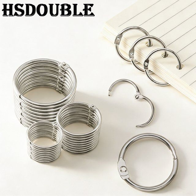 HSDOUBLE Metall-Binderinge mit Scharnieröffnung in Silber, 10 Stück für Scrapbooks, Bastelarbeiten und Bürobedarf - Bild 1
