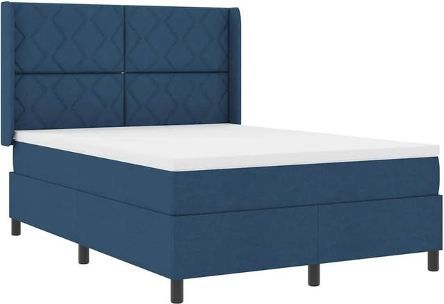 vidaXL LED Boxspringbett Blau mit Matratze und Unterbettbeleuchtung B/T/H: 160 x 200 x 44 cm - Bild 1