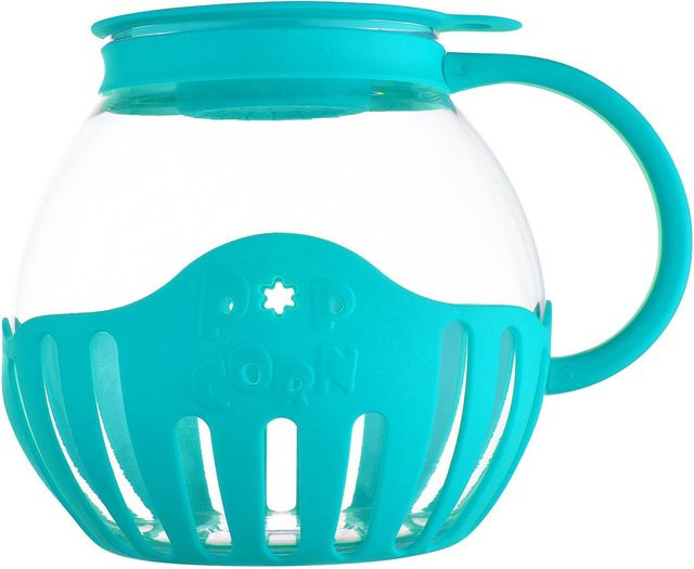 Bestbags LMETJMA Mikrowellen-Popcornmaschine aus Glas mit Silikondeckel in Türkis, 2,25 QT - Bild 1