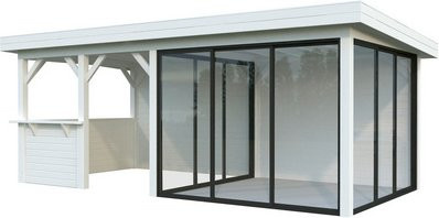 PALMAKO Pavillon Lenna aus Fichtenholz in Weiss mit Pultdach, B/T/H: 588 x 300 x 245 cm - Bild 1