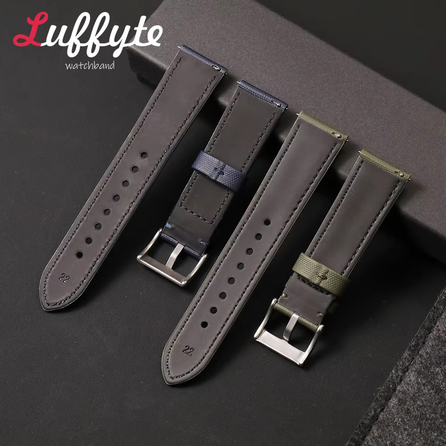 luffyte Uhrenarmband Nylon, Schwarz, 20 mm, 22 mm, Schnellverschluss - Bild 1