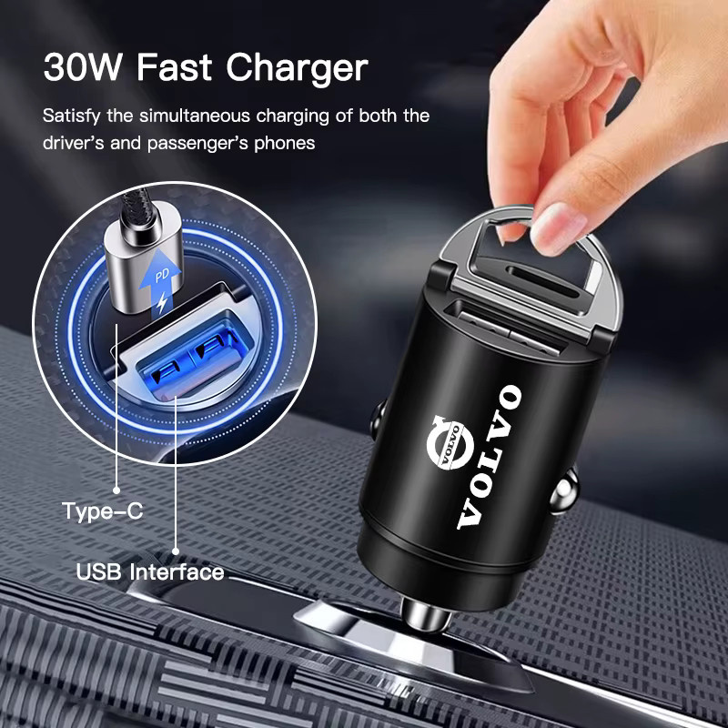 Volvo USB-C Schnellladegerät Adapter in Schwarz für XC90 V90 V60 XC60 V40 EC40 EX40 S80 S60 S90 C40 XC40 V70 XC70 C30 - Bild 3