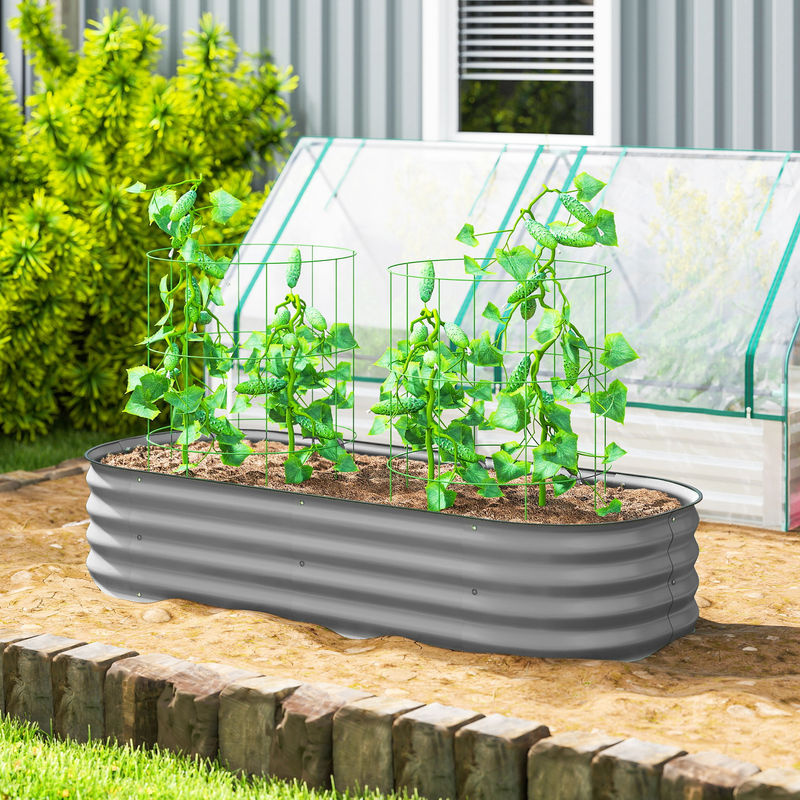 Outsunny Hochbeet Metall Pflanzkasten Silber B/T/H: 150 x 62 x 30 cm als Gemüsebeet oder Blumenkasten für Garten und Balkon - Bild 2