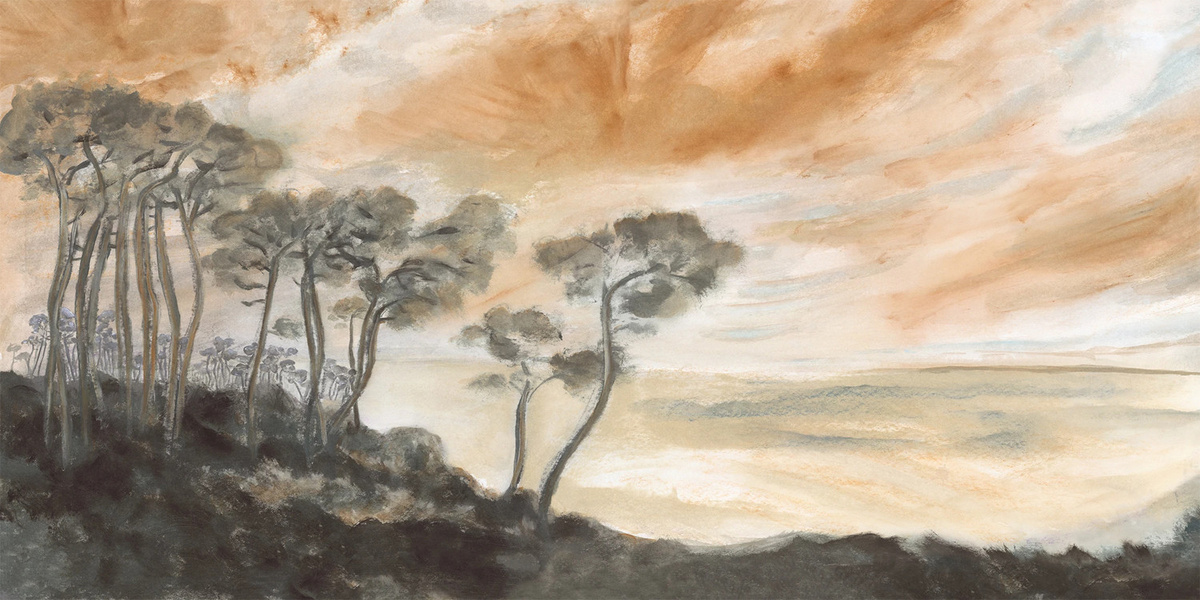 Isidore Leroy Wandtattoo Mural Les Landes - Coucher De Soleil in Mehrfarbig (Orange, Grau) - Bild 2