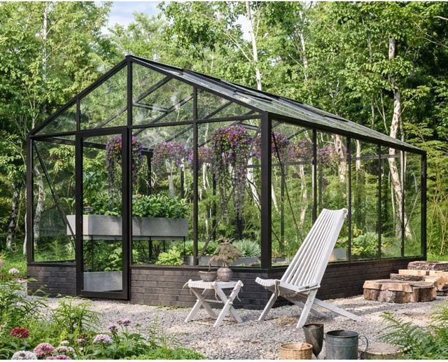 Bloomcabin Premium Gewächshaus GHWM11 für die Wandmontage aus Aluminium und Sicherheitsglas in Schwarz - Bild 1