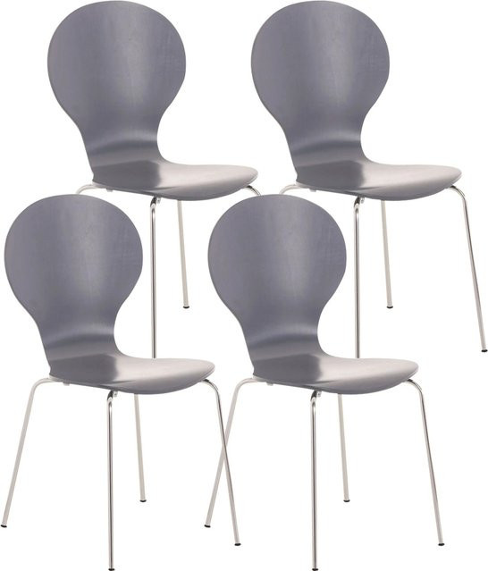 4er Set Besucherstühle DELUKE ATHENS Konferenzstühle in Grau mit Holz und Metall, B/T/H: 43 x 45 x 86 cm - Bild 1