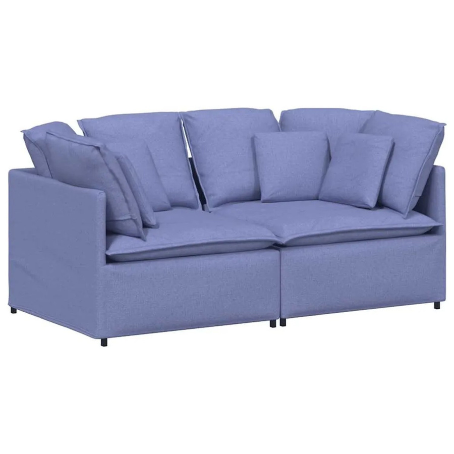 vidaXL Modulares Sofa Jeansblau mit Stoffbezug und Metallrahmen B/T: 200 x 100 cm - Bild 2