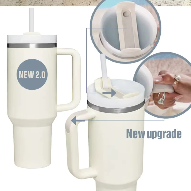 Barmaid Barware Acuum Cup 2.0 Isolierter Thermobecher aus Edelstahl mit Griff und Strohhalm für Heiß- und Kaltgetränke, 40oz - Bild 4