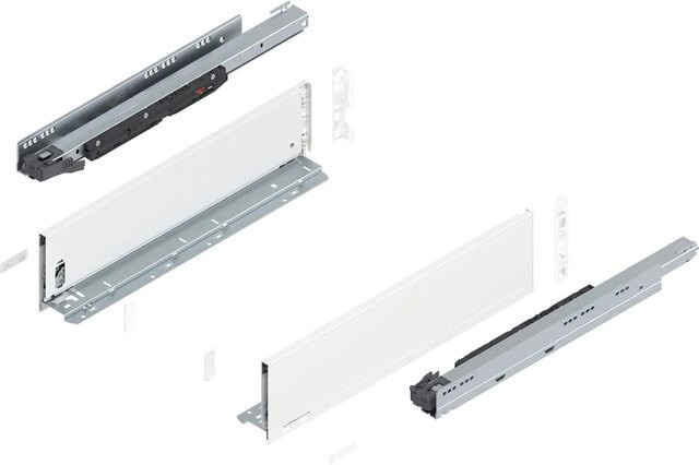 Blum Legrabox Pure Set Höhe K Tip-On Vollauszug, Seidenweiß, 1 Paar, Auszugslänge: 500 mm, Tragkraft: 70 kg - Bild 1