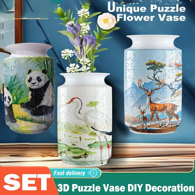CONUSEA 3D-Puzzle-Vase Blumen-Panda in Mehrfarbig aus Kunststoff - Bild 1