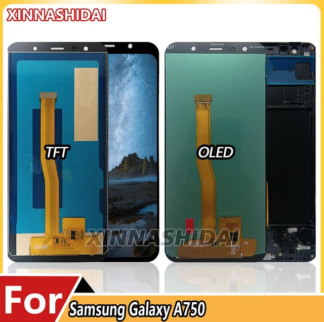Samsung OLED LCD-Display mit Touchscreen und Rahmen in Schwarz für SM-A750G A750F A750FN/DS - Bild 1