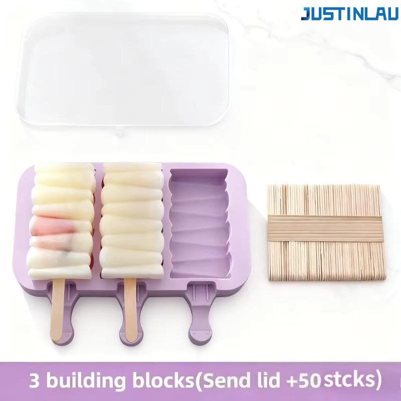 JUSTINLAU Silikon-Eisformen mit Deckel in Cartoon-Optik für hausgemachtes Eis - Bild 1
