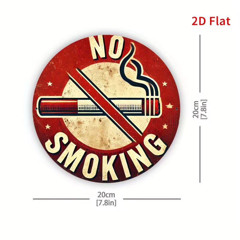 Potdemiel Vintage No Smoking Metallschild in Rot-Weiß, rund, Durchmesser: 19,81 cm - Bild 2