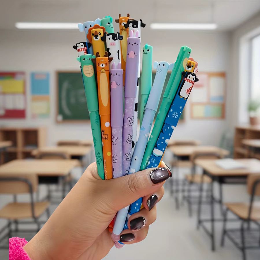 8 bunte löschbare Cartoon-Gelstifte mit 0,5 mm Spitze für Notizen und zum Markieren, Multicolor - Bild 5