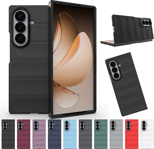 Robuste Silikon Handyhülle mit Anti-Sturz-Schutz für Samsung Galaxy Z Fold (Modelle 3 bis 8) in Schwarz oder Grau - Bild 1
