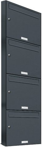 AL Briefkasten für 4 Parteien, Aufputzmontage, grau, B/H/T: 38,5 x 138,6 x 11,6 cm - Bild 1