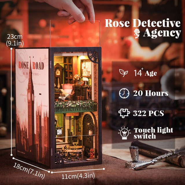 CUTEBEE 3D Book Nook Kit Rose Detective Agency Mystery Scene, DIY Bücherregal Einsatz, adults - Bild 1