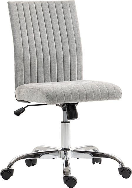 HOMCOM Ergonomischer Bürostuhl ohne Armlehnen in Grau mit Stoffbezug, höhenverstellbar und drehbar mit Rollen - Bild 1