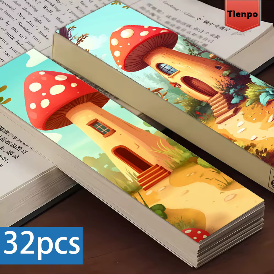 32 Stück kreative Lesezeichen im Pilzhaus-Design aus Papier, mehrfarbig - Bild 3